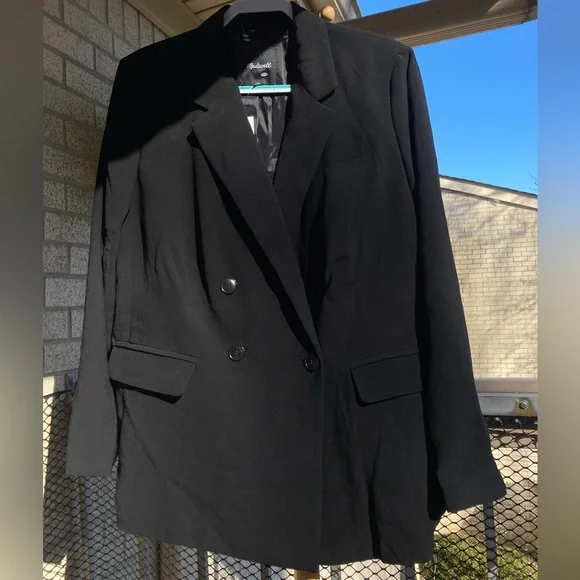 Madewell Rosedale Double-Breasted Black Blazer Jacket in Crepe Size 18W NWT - Picture 12 of 17
